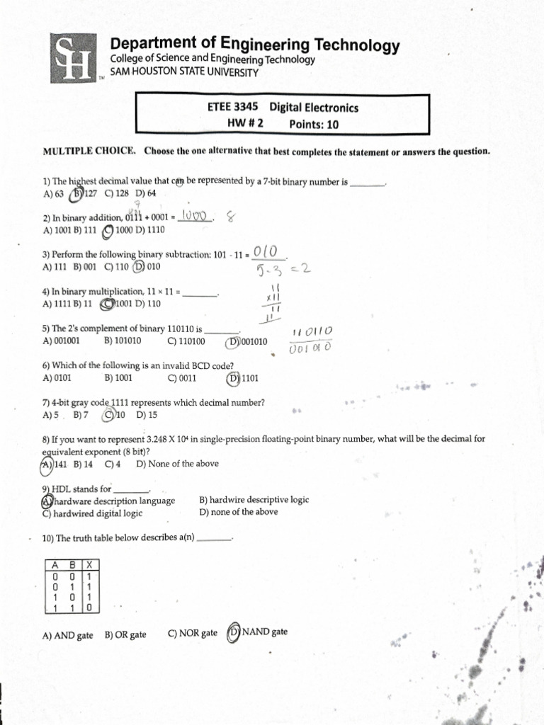 Digital Electronics HW 2 | PDF