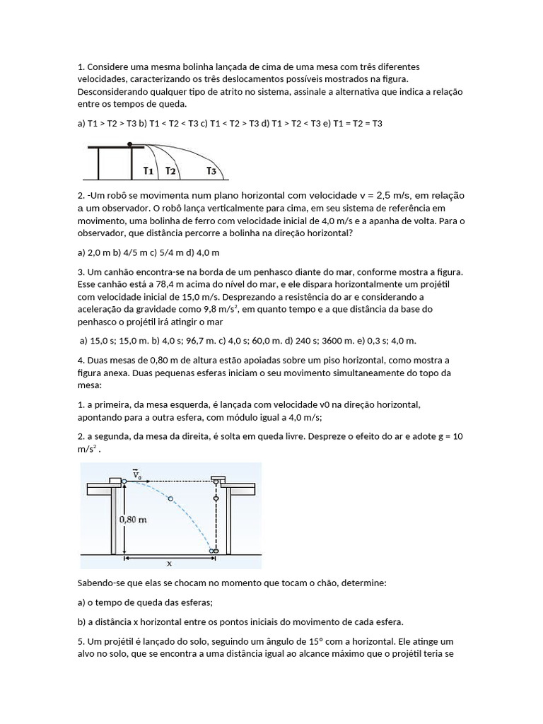 Análise de Lançamentos Horizontais | PDF | Mecânica | Física