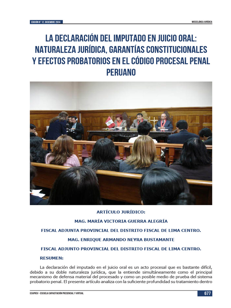 Declaración del Imputado en Juicio Oral | PDF | Debido al proceso | Ley ...