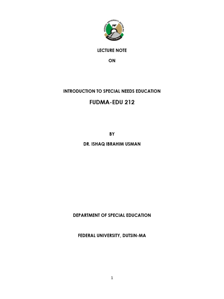 Intro to Special Needs Education | PDF | Visual Impairment | Special ...