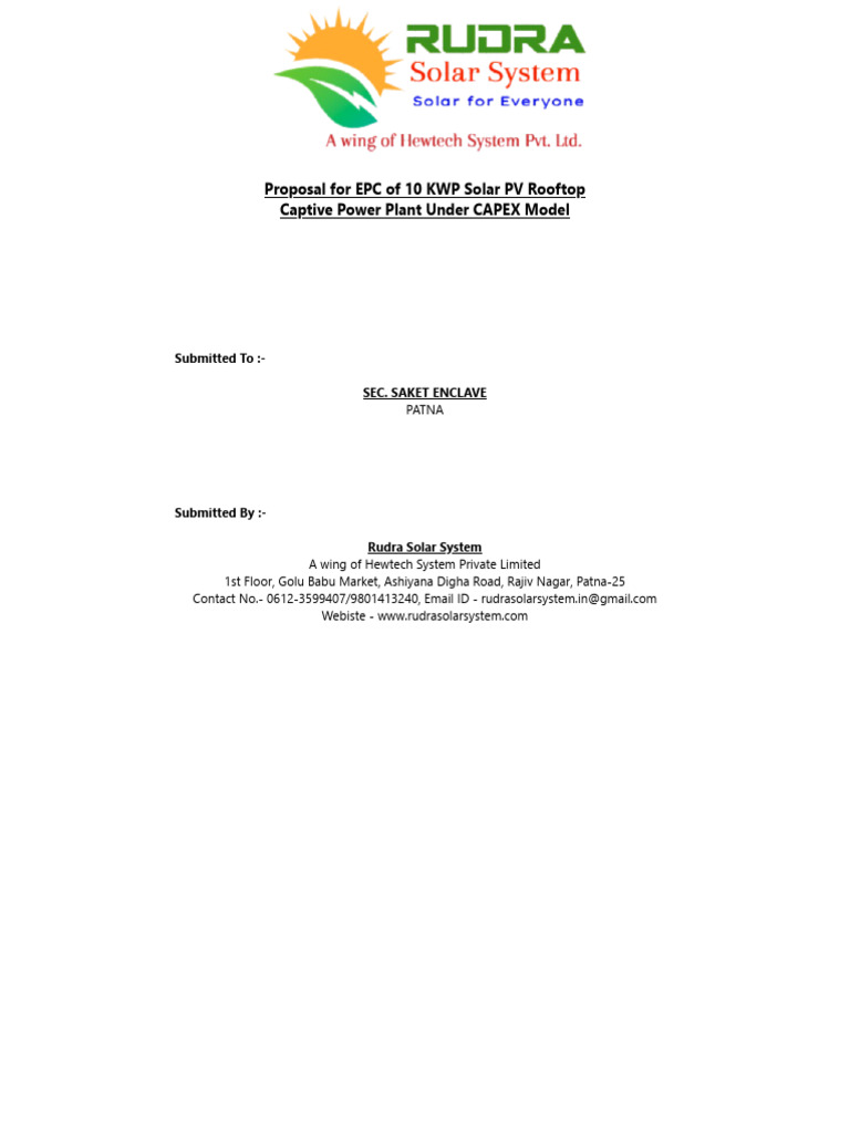 10 KWP Solar PV Rooftop Proposal | PDF | Solar Power | Electricity