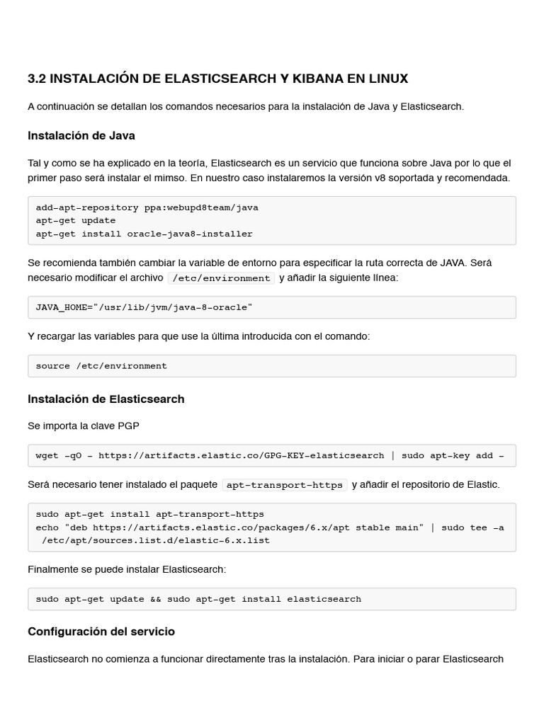 Instalación de Java y Elasticsearch en Linux | PDF | Java (lenguaje de ...