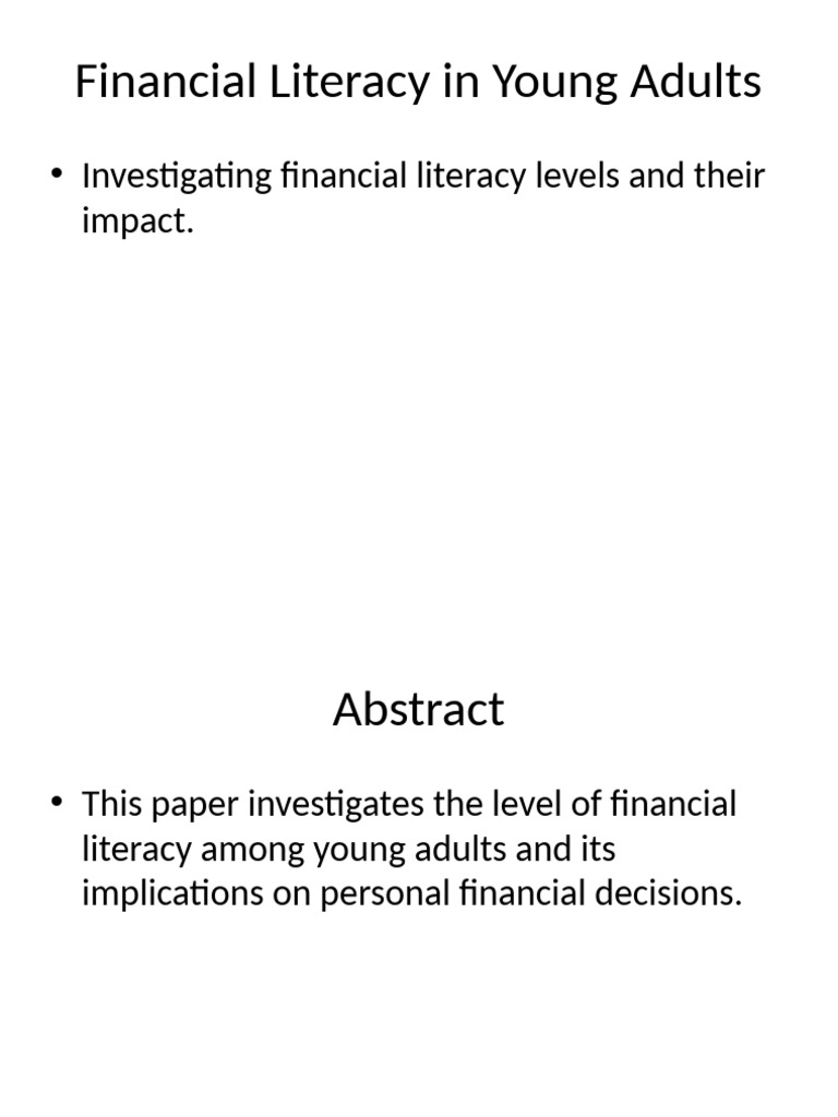 Financial Literacy Among Young Adults | PDF