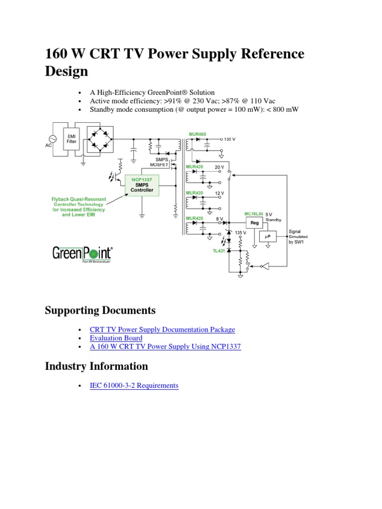 160 W CRT TV Power Supply Reference Design PDF Transformer