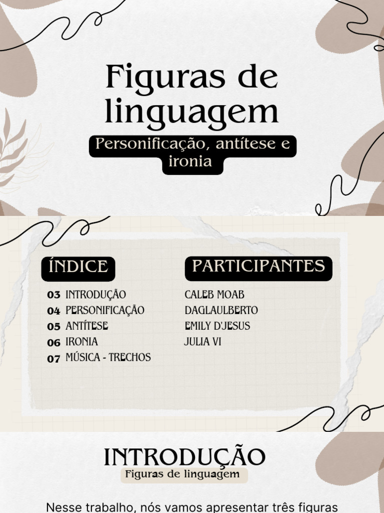 Figuras de Linguagem: Personificação, Antítese e Ironia | PDF