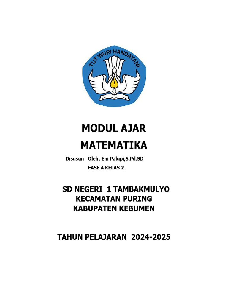 Modul Ajar Matematika Kelas 2 Fase A PDF | PDF