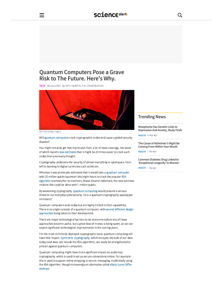 Quantum Computers Pose A Grave Risk To The Future. Here's Why. | PDF ...