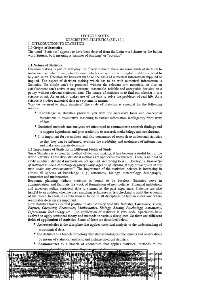 Introduction to Descriptive Statistics | PDF | Level Of Measurement ...