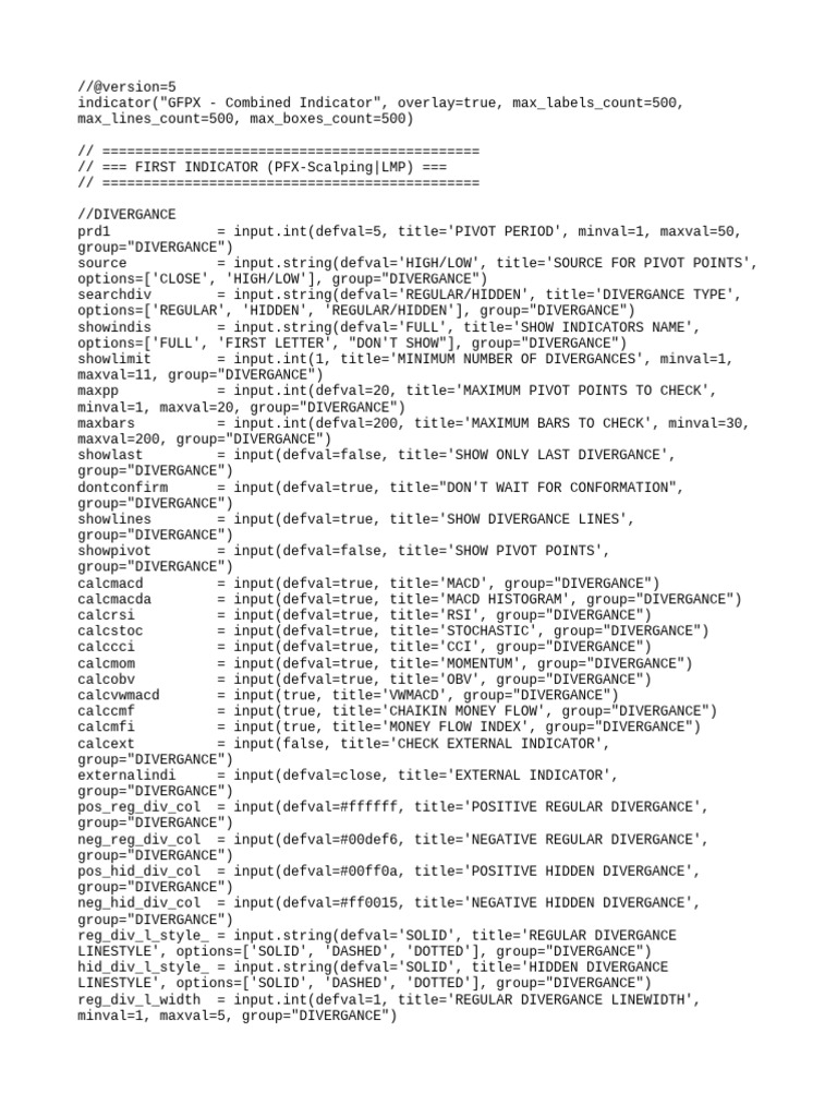 Pine Script: Divergence & Indicators | PDF | Private Sector | Economic ...