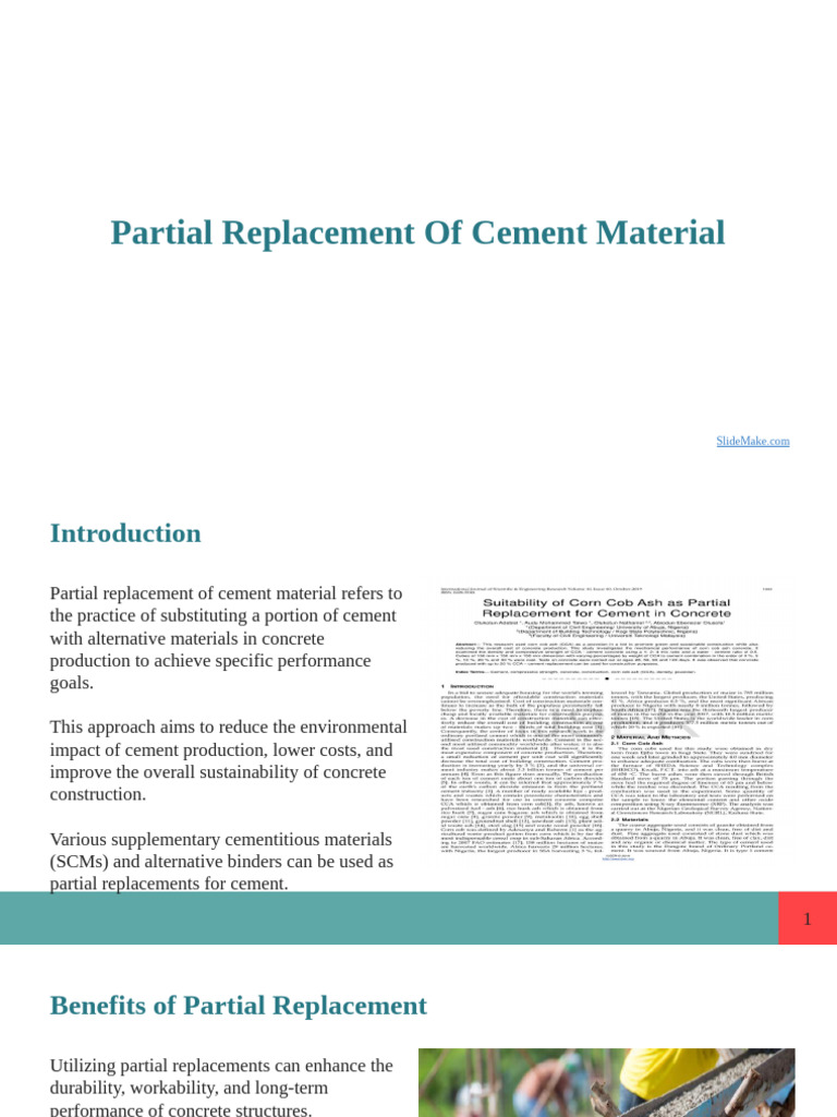 Sustainable Cement Replacement Strategies | PDF | Concrete | Cement
