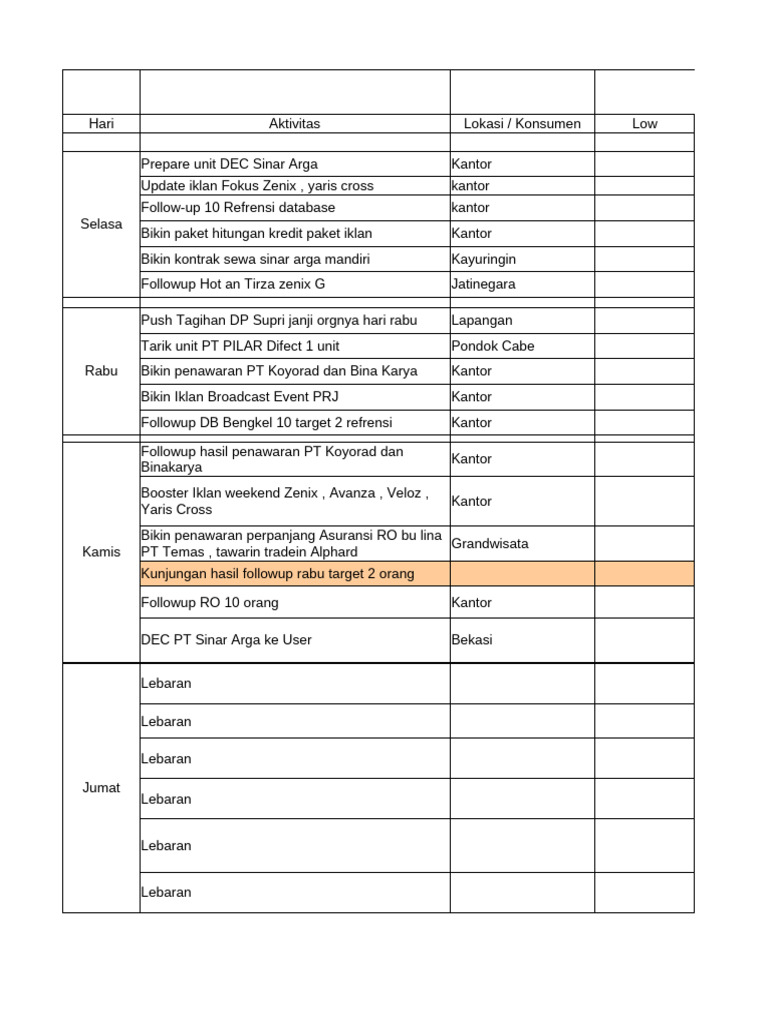 Plan Week 1 | PDF