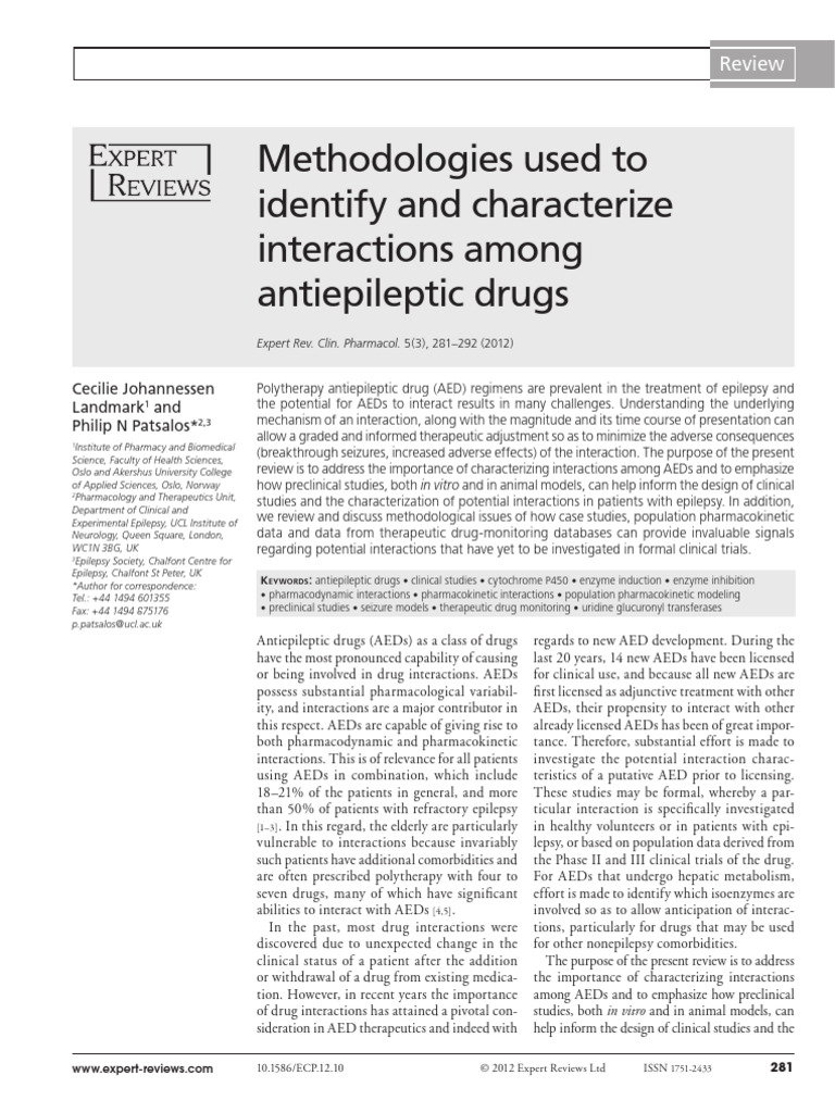 Antiepileptic Drug Interaction Methodologies | PDF | Medicinal ...