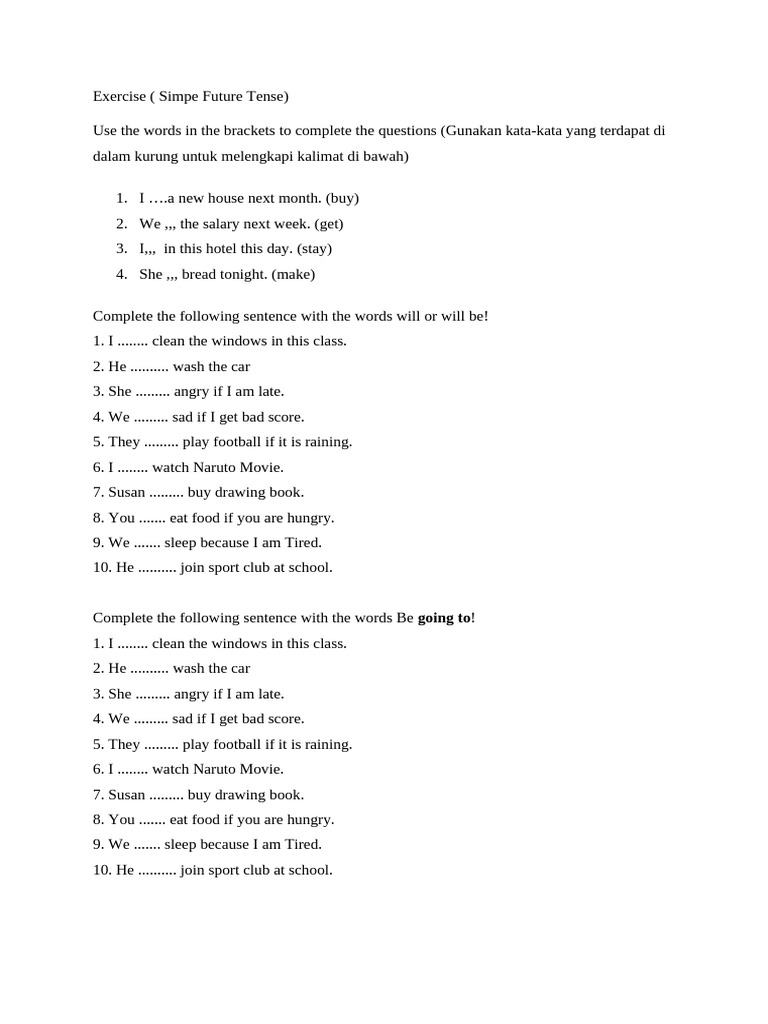 Latihan Tenses: Simple Future | PDF