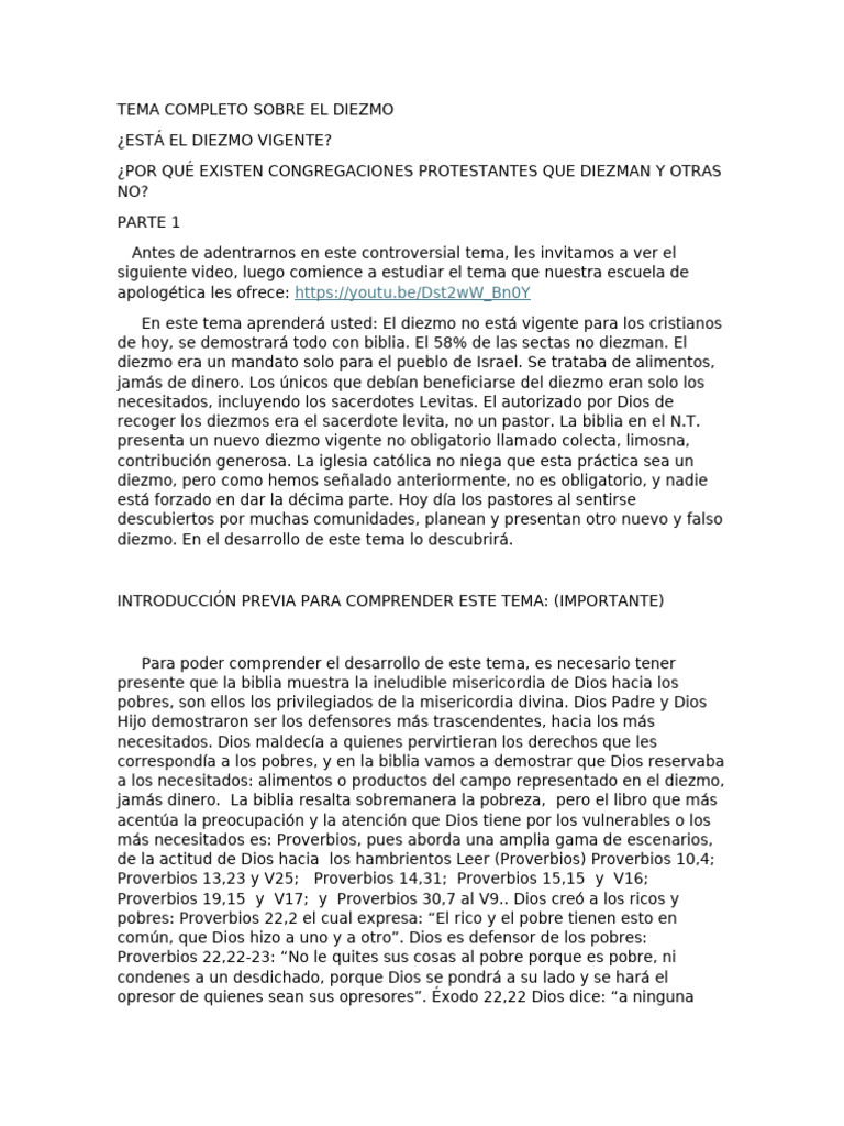 El Diezmo Parte 1 | PDF | Diezmo | Justicia