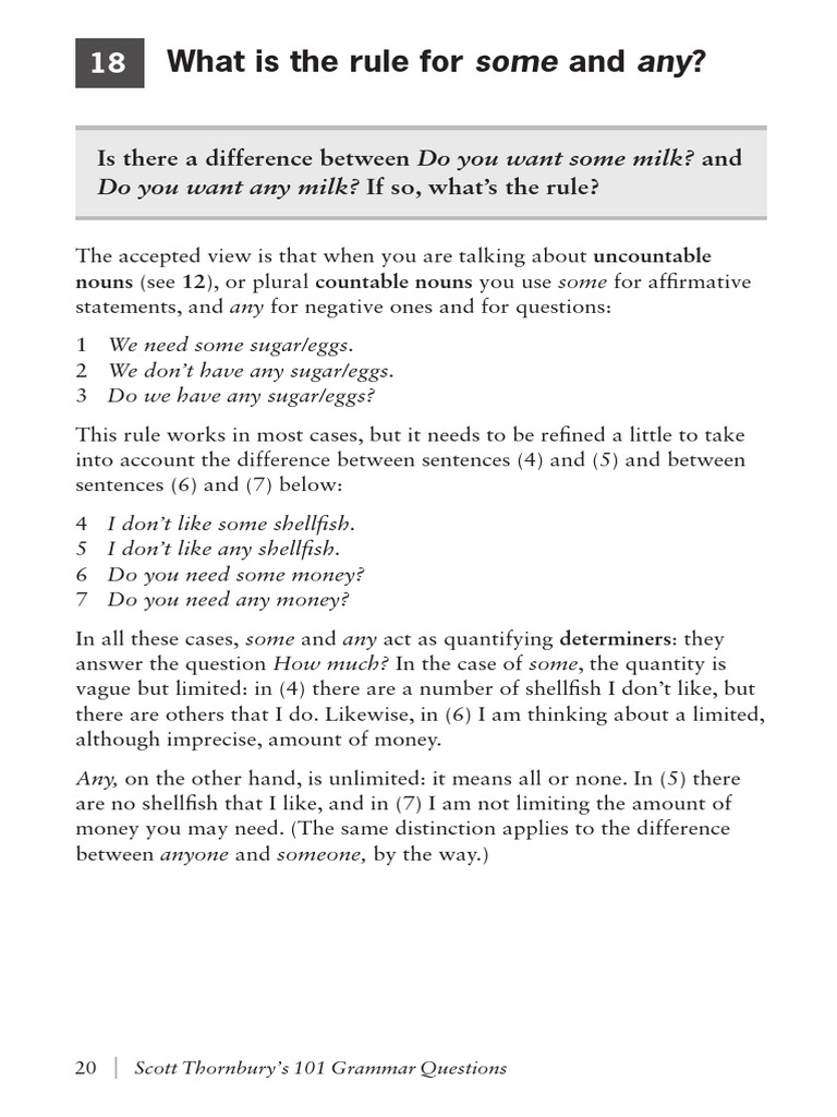 Understanding Some vs. Any in Grammar | PDF | Perfect (Grammar) | Verb