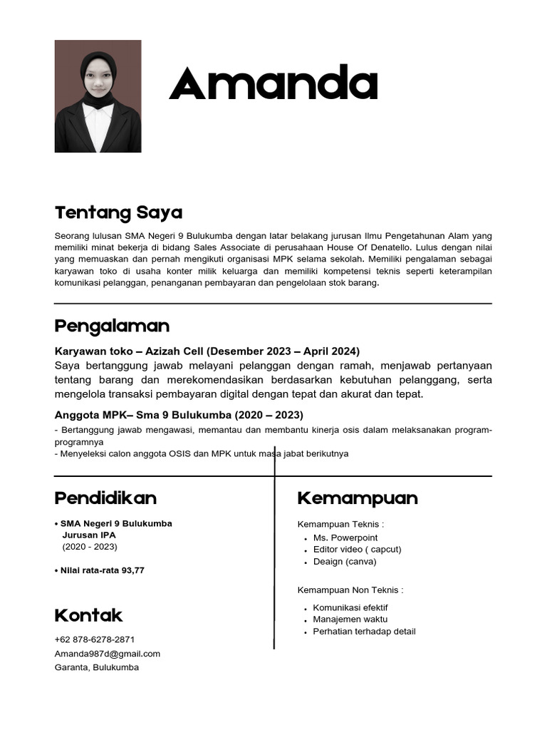 Putih Hitam Profesional CV Resume Akuntansi - 20250608 - 120733 - 0000