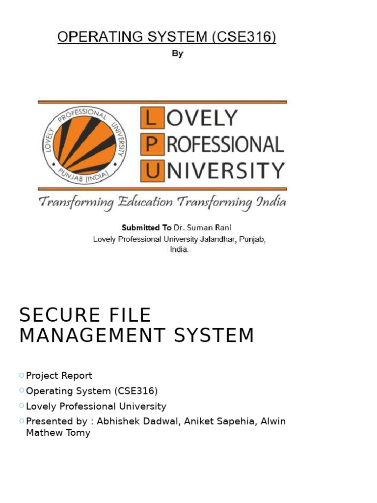 Secure File Management System Overview | PDF | Encryption | Security