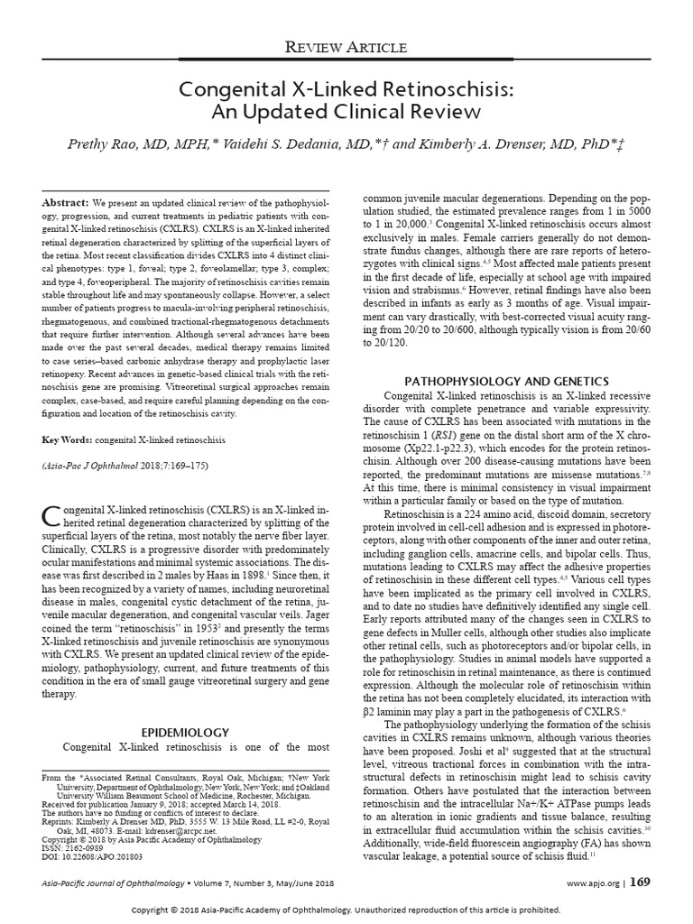 Congenital X Linked Retinoschisis An Updated.8 | PDF | Retina ...