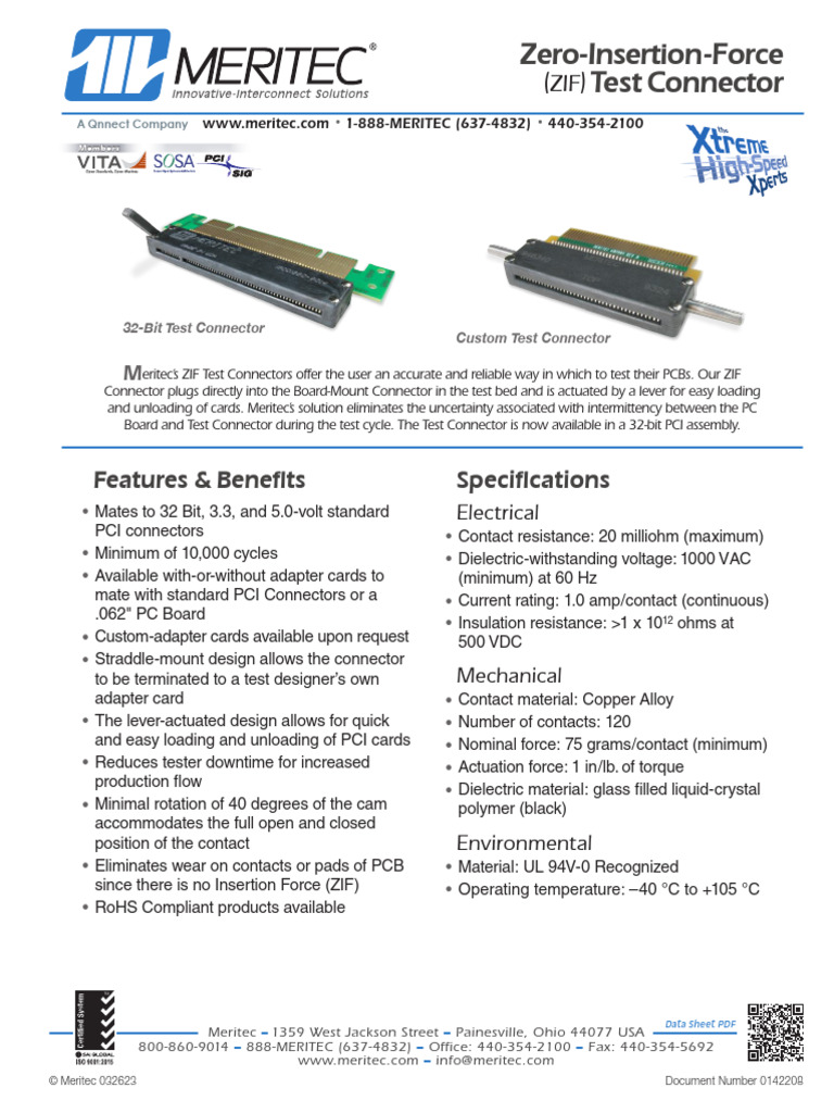 ZIF Test Connector Datasheet | PDF | Electrical Connector | Electricity