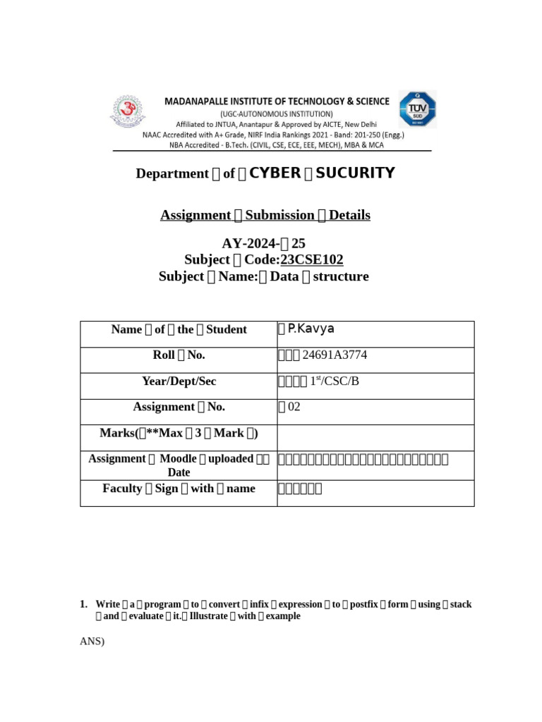 24691a3774 D.S | PDF | Software Engineering | Algorithms And Data ...