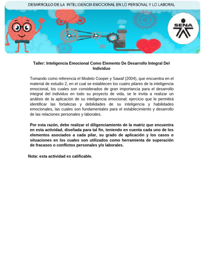 Taller Inteligencia Emocional Matriz | PDF | Las emociones ...