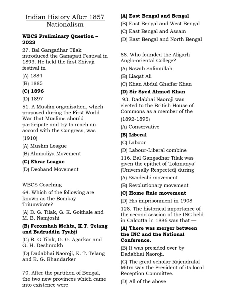 Nationalism in Indian History Post-1857 | PDF | Indian National ...