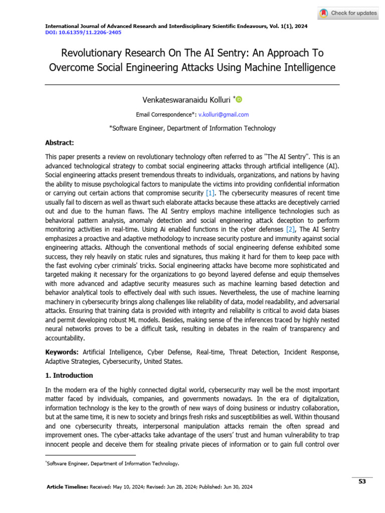 AI Sentry: Combatting Social Engineering | PDF | Computer Security ...