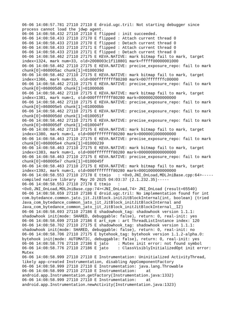 Android Debugging Error Log Analysis | PDF | Software | Computer ...