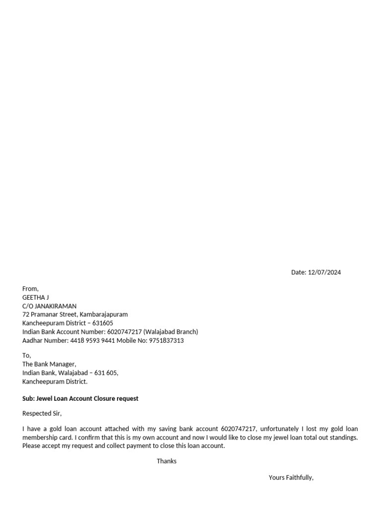 Bank Request Letter | PDF, image size:768x1024