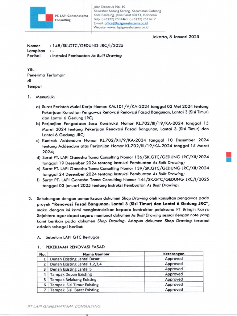 148-Surat Instruksi Pembuatan As Built Drawing | PDF