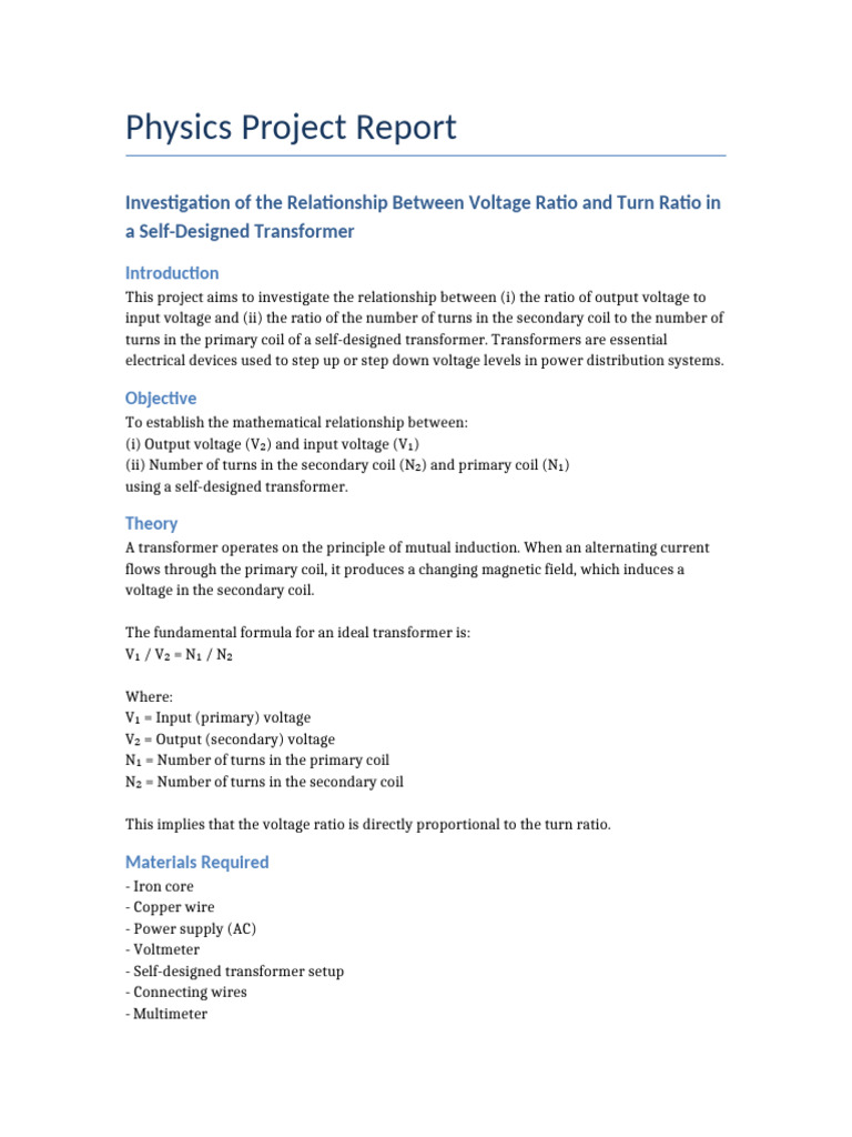 Voltage and Turns Ratio in Transformers | PDF