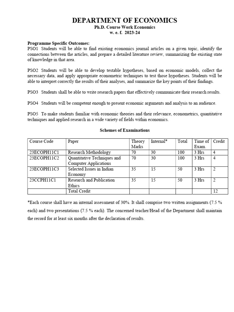 Ph.D. Economics Course Overview 2023-24 | PDF | Regression Analysis ...