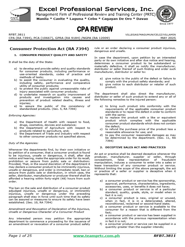 Rfbt.3811 Cpa Pca Gpra | PDF | Implied Warranty | Receipt