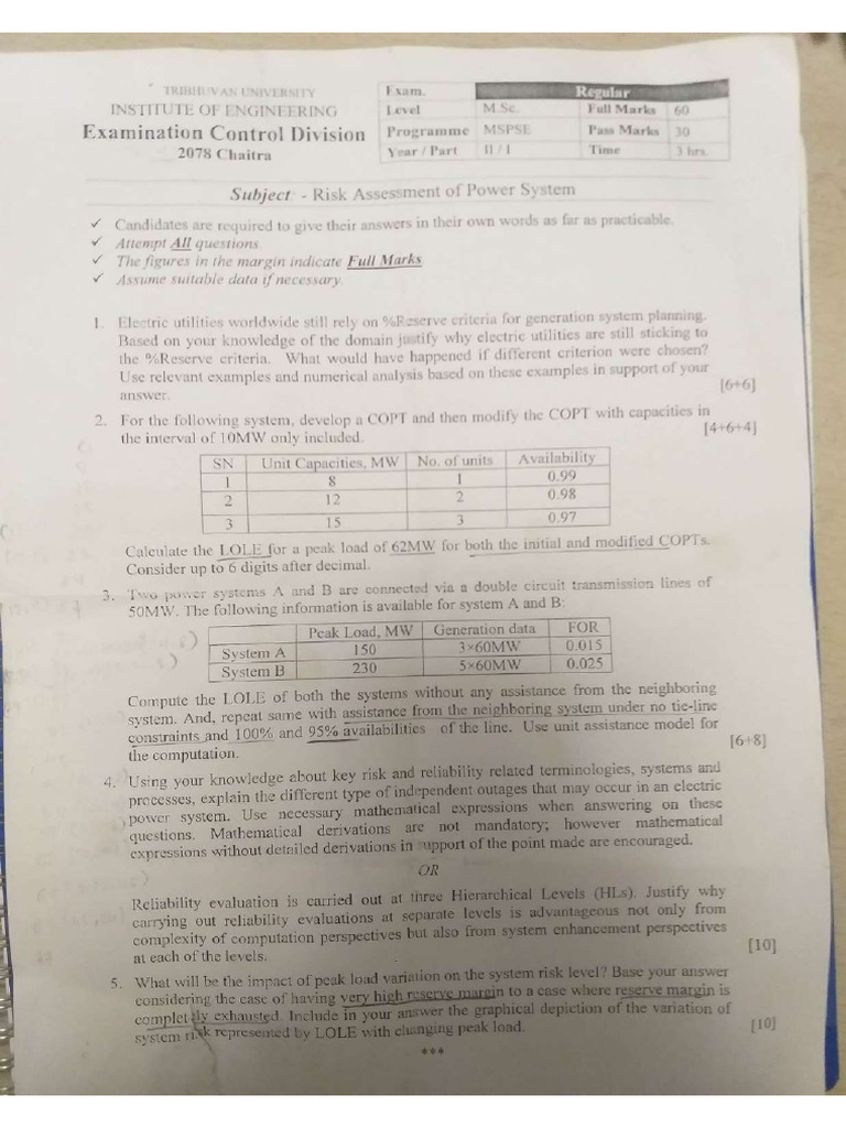 Risk Assessment Old Questions | PDF