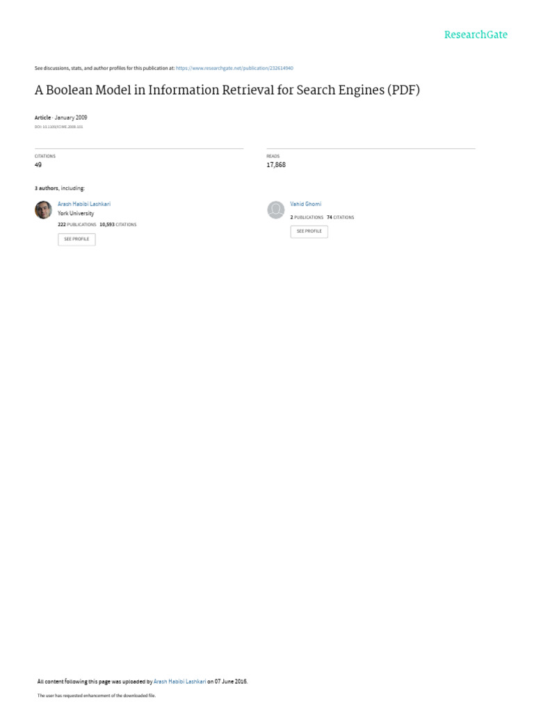 ABoolean Modelin Information Retrievalfor Search Engines PDF | PDF ...