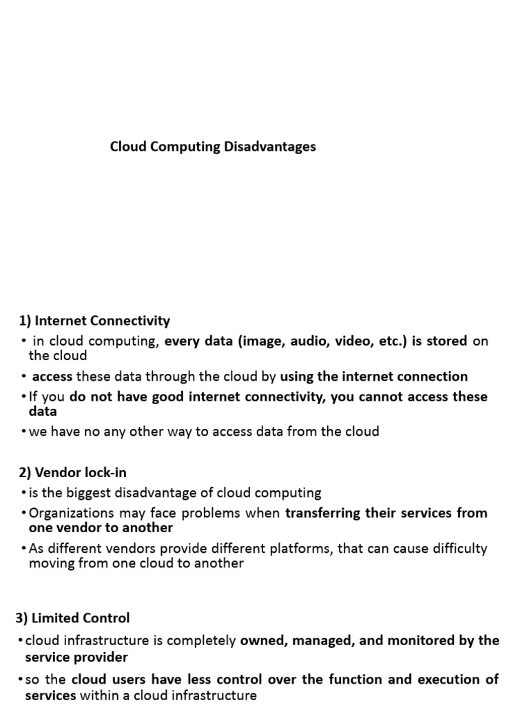 Key Disadvantages of Cloud Computing | PDF