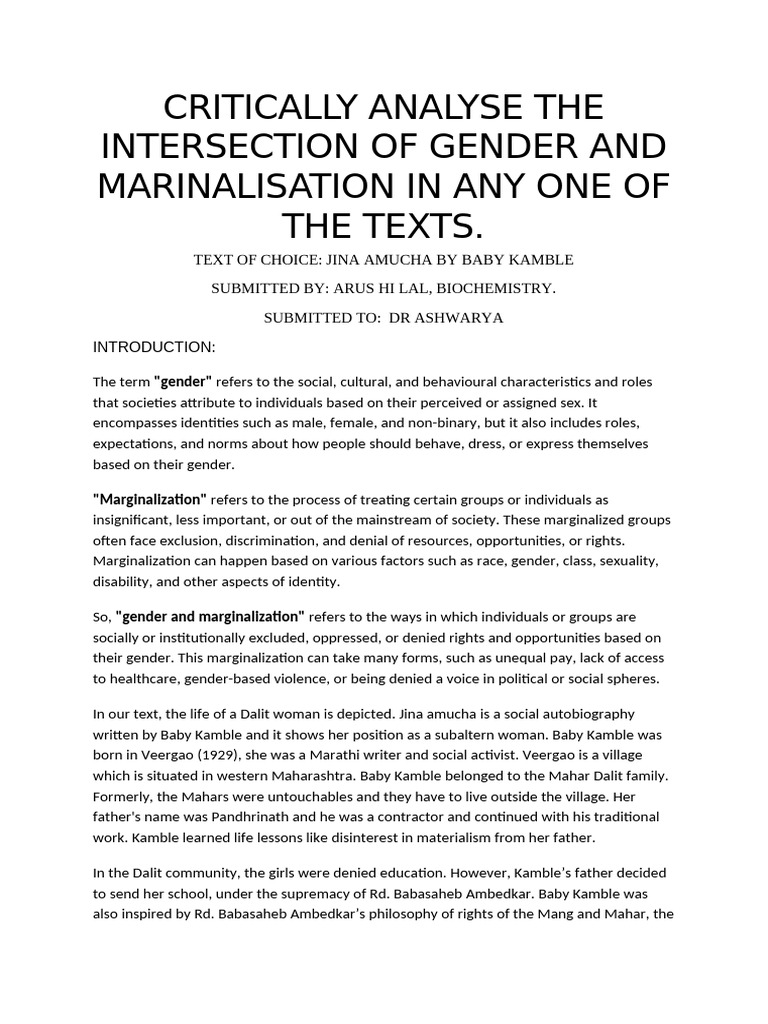 Gender and Marginalization in Jina Amucha | PDF | Social Exclusion | Dalit