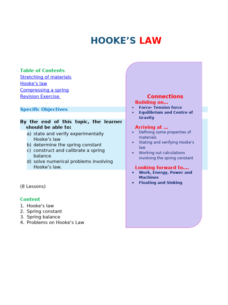 2.7 Hooke's Law | PDF | Force | Elasticity (Physics)