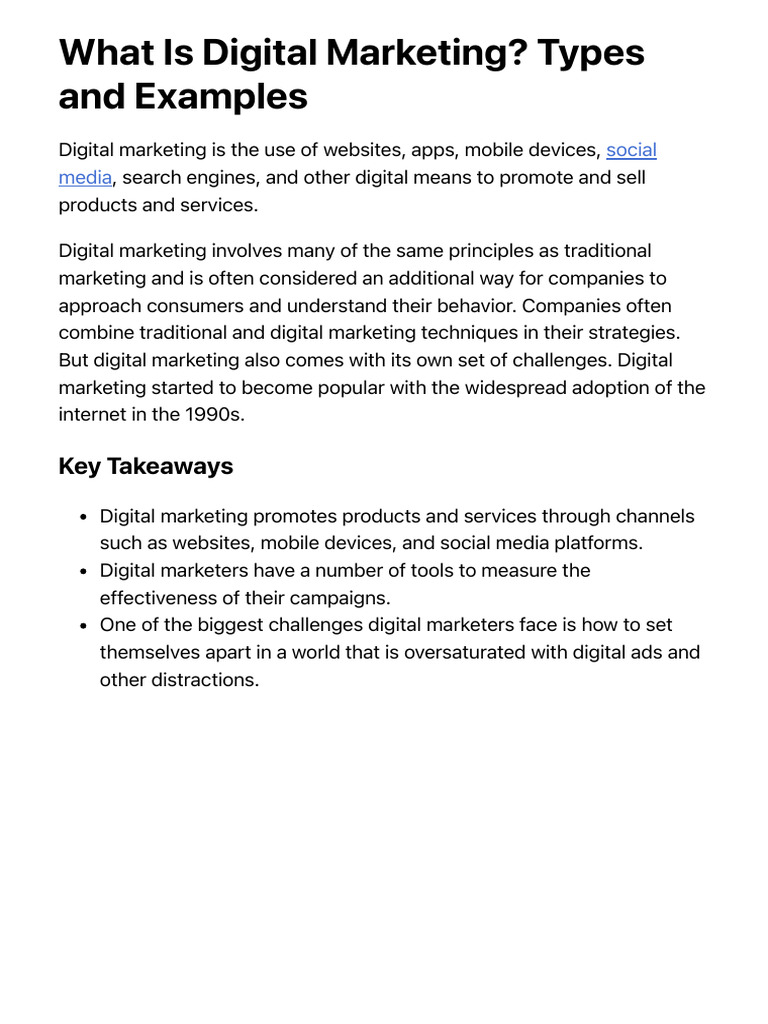 Types of Digital Marketing Explained | PDF | Digital Marketing ...