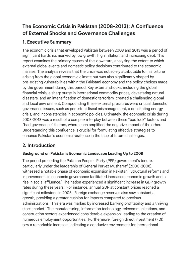 Pakistan's 2008-2013 Economic Crisis Analysis | PDF | Cost Of Living ...