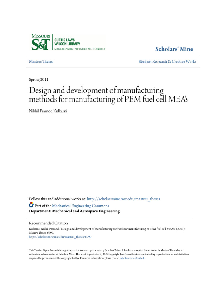 PEM Fuel Cell MEA Manufacturing Methods | PDF | Fuel Cell | 3 D Printing