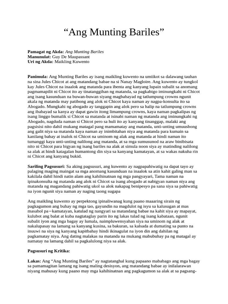 Ang Munting Bariles-PETA | PDF