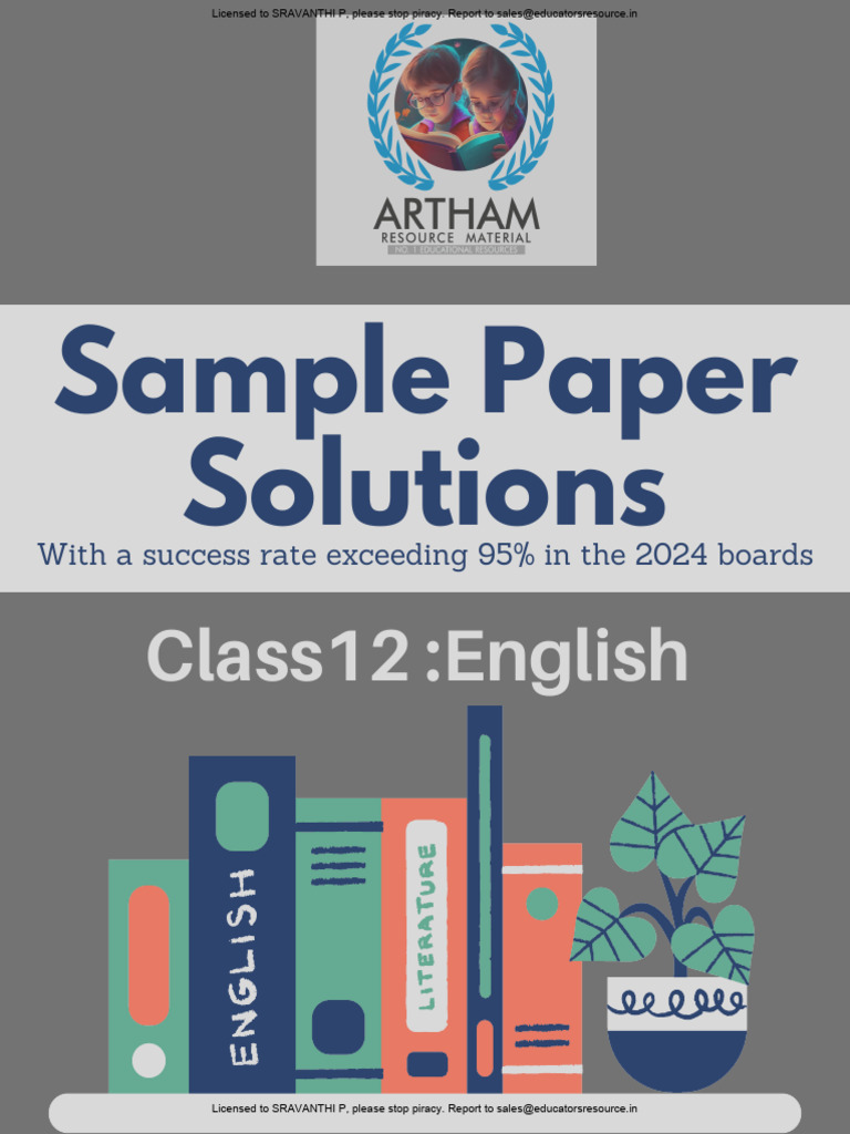 Class 12 English Sample Paper Solutions | PDF | Curriculum | Hygiene