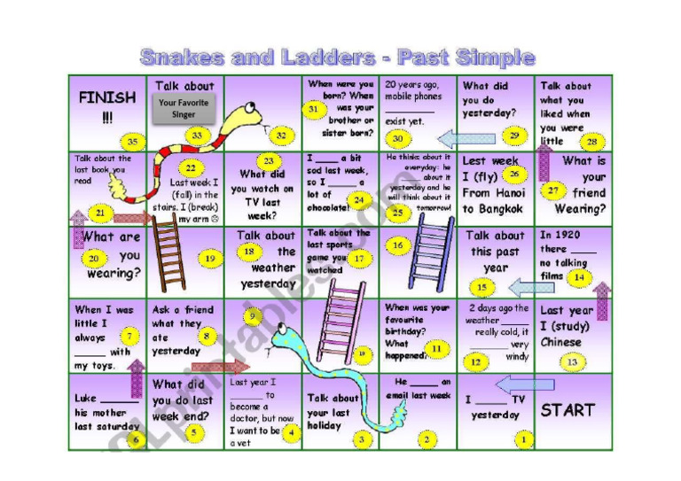 Snake and Ladder Past Simple | PDF