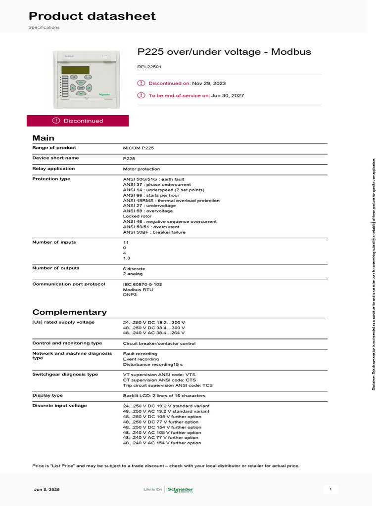 MiCOM P225 Relay Discontinuation Notice | PDF | Power Supply | Computer ...