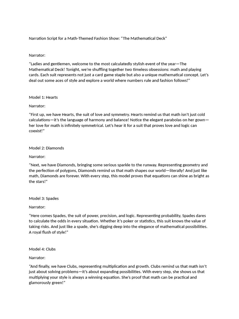 Narration Script For A Math | PDF