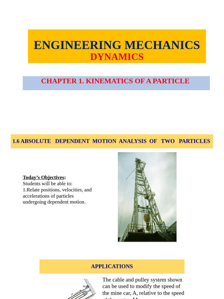 Kinematics of Dependent Particle Motion | PDF | Kinematics | Acceleration