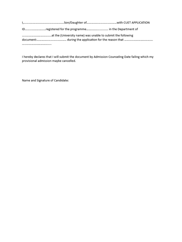 Undertaking Format | PDF