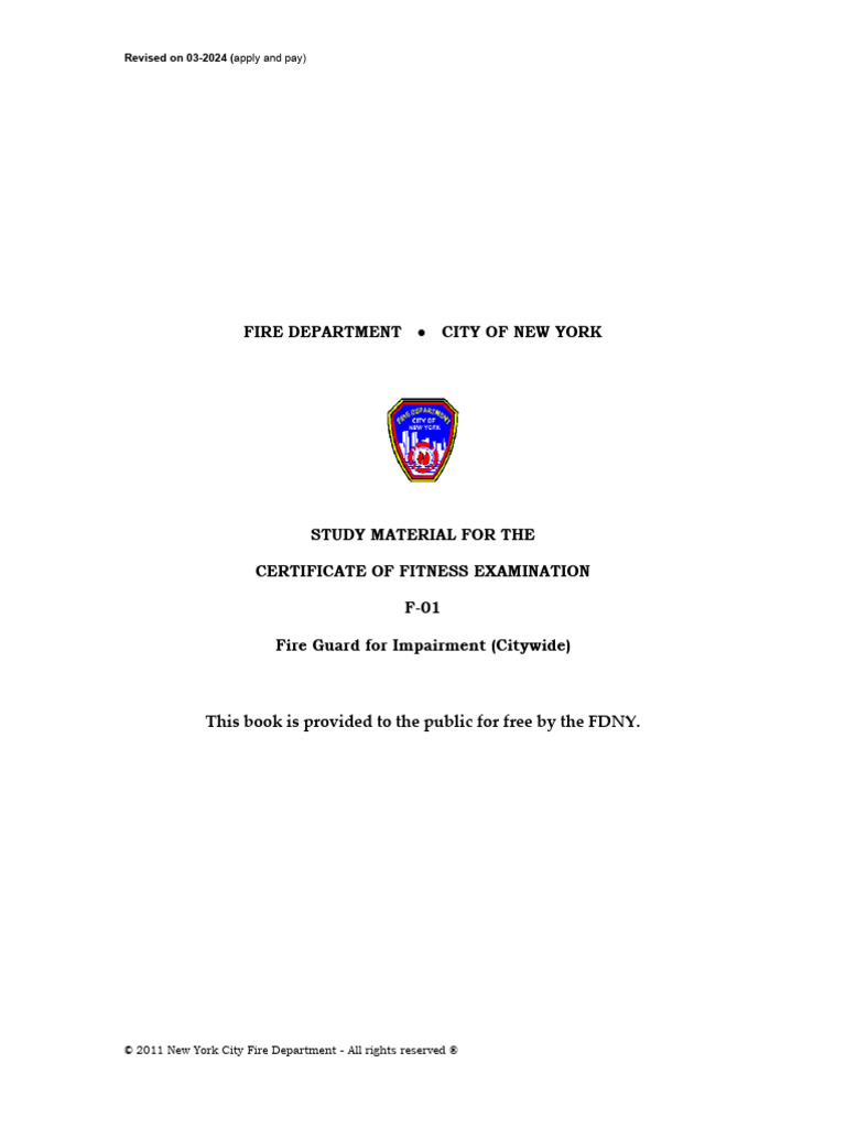 F-01 Fire Guard Exam Study Guide | PDF | Fire Safety | Firefighting