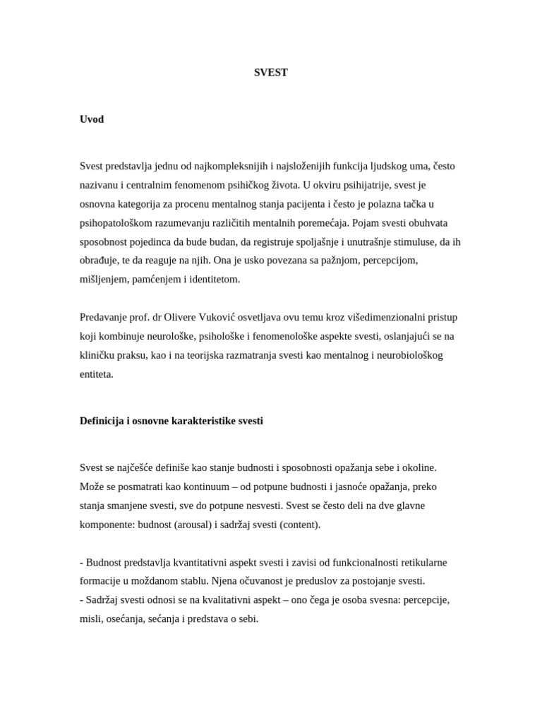 Svest - Rad | PDF
